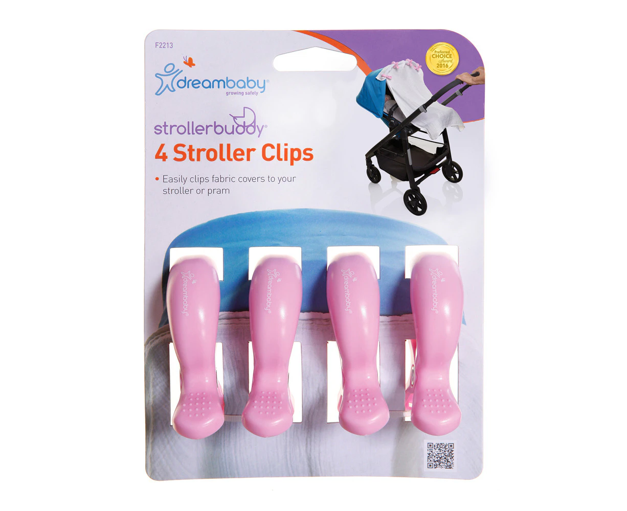 4pc Dreambaby Strollerbuddy Blanket Clips Attachment Peg For Stroller/Pram Pink