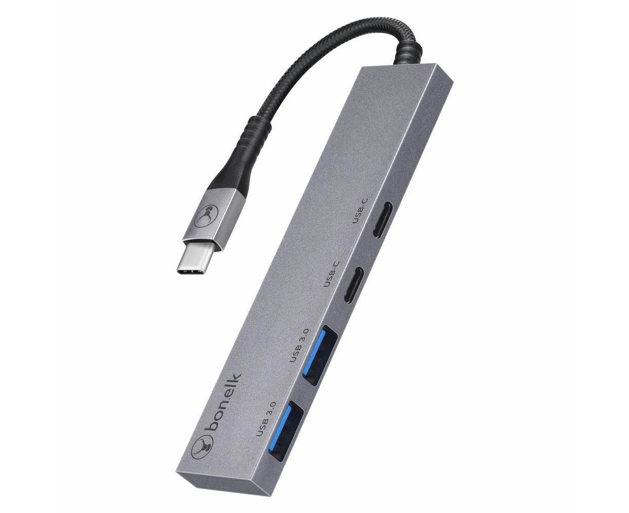 Bonelk Long-Life USB-C 4in1 Multiport Slim Hub Adapter For PC/Laptop Space Grey