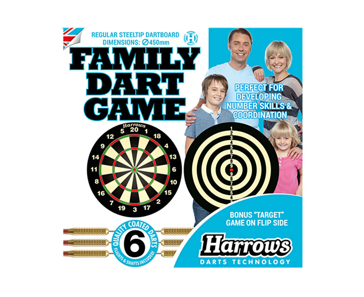 Harrows 2-in-1 Family/Kids Dart Game Board Sports Dartboard Target w/Dart Pins