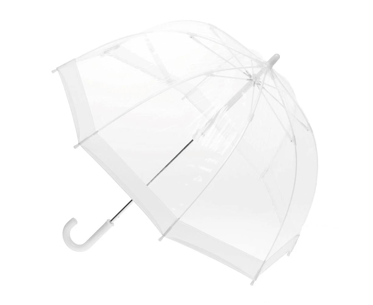 Clifton Kids 67cm Clear PVC Dome/Birdcage Umbrella Wind Resistant White Border