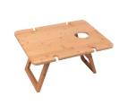 Clevinger Foldable 48cm Bamboo Picnic Travel Table w/ Wine Bottle/Glass Holder