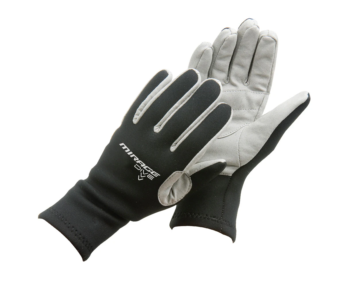 Mirage Explorer 26.5cm Large Neoprene Dive Gloves/Amara Palm Swimming Black/Grey