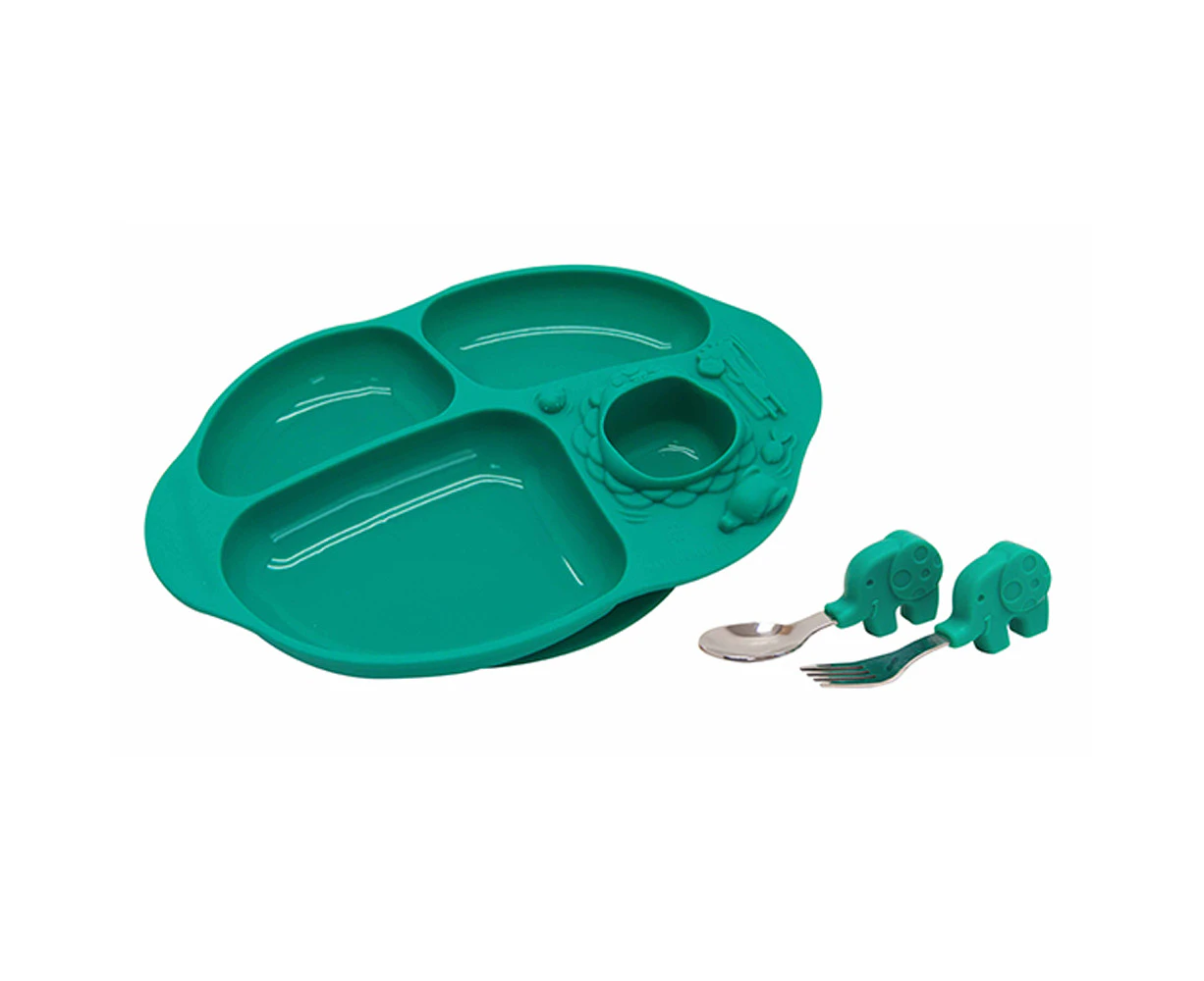 Marcus & Marcus Toddler Yummy Dining Plate/Spoon/Fork Set BPA Free 18m+ Green