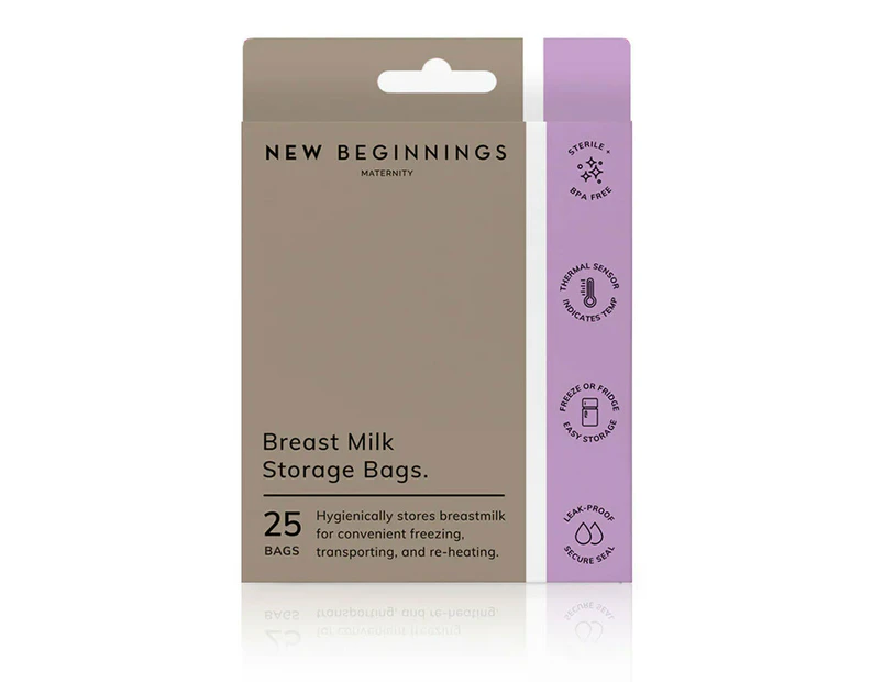 25pc New Beginnings Maternity 200ml Breast Milk Storage Zip Bags Container Clear