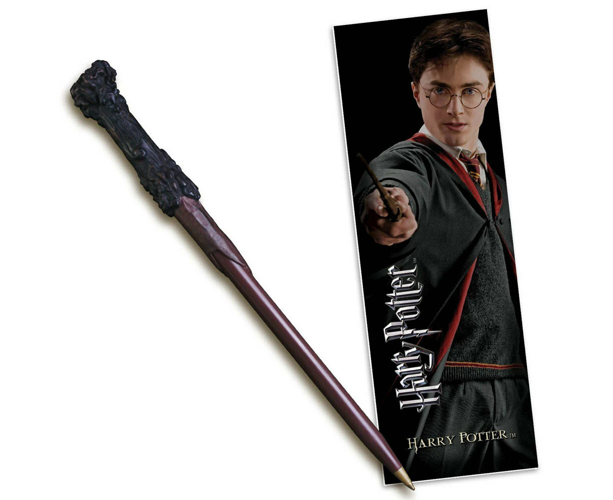 2pc Harry Potter 18cm Holly Wand Writing Pen/17cm Bookmark Collectibles Brown