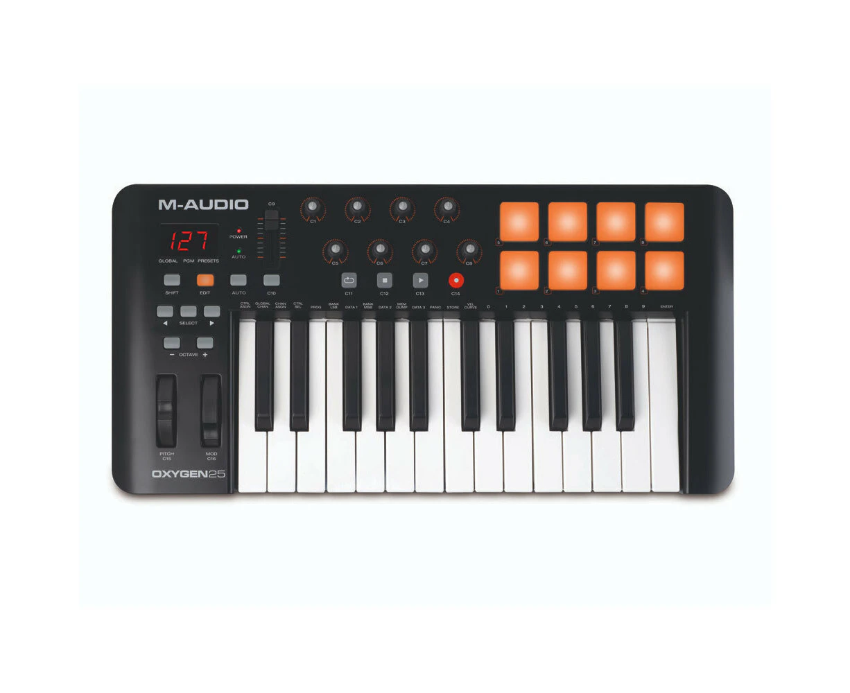 M-Audio Oxygen 25 Portable Music USB MIDI Keyboard Controller Pad Black