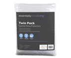 Essentially Home Living Quilted Microfibre Pillow Protector Case Twin Pack White