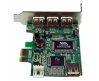Star Tech 4-Port PCI Express USB 2.0 Ports Low Profile High Speed Adapter Card