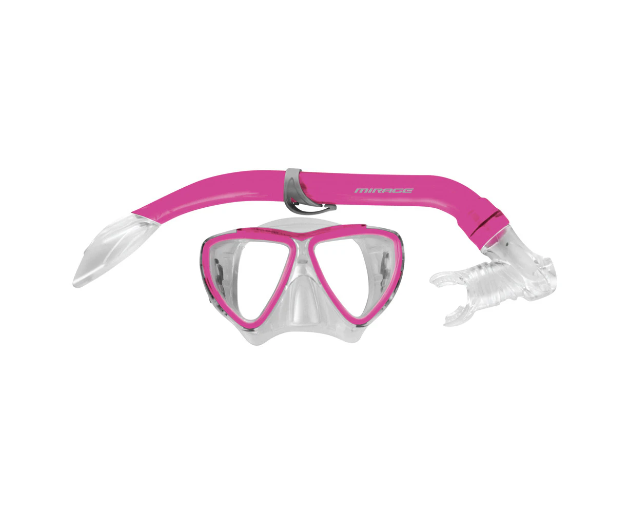 2pc Mirage Turtle Kids Junior Swimming/Beach Silitex Mask/Glass Snorkel Set Pink