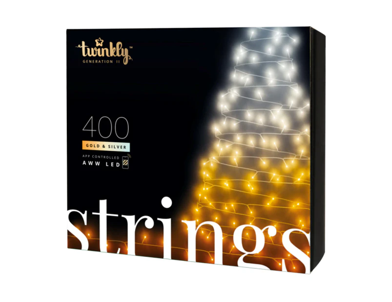 Twinkly Gen II Smart 400 Gold/Silver AWW LED String Lights Bluetooth/WiFi