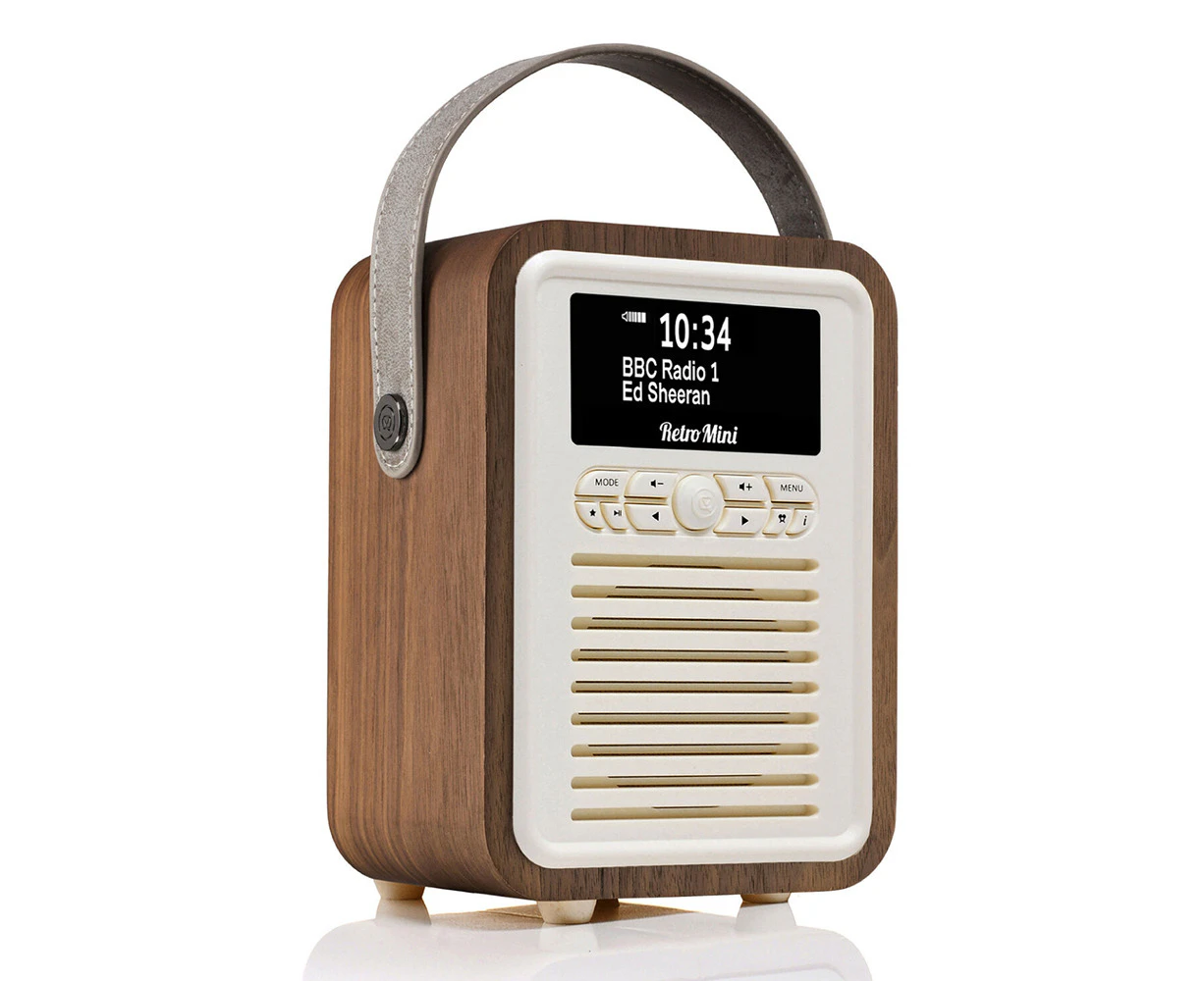 VQ Retro Mini DAB+ Digital FM Portable Radio/Bluetooth Speaker Walnut Audio