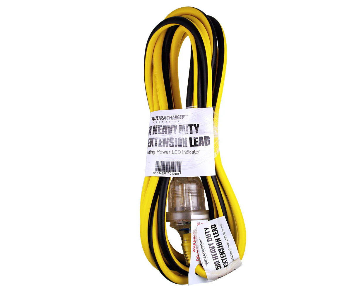 Ultracharge 5m Extension Heavy Duty 10A/2400W Lead Power Cable Cord AU/NZ Yellow