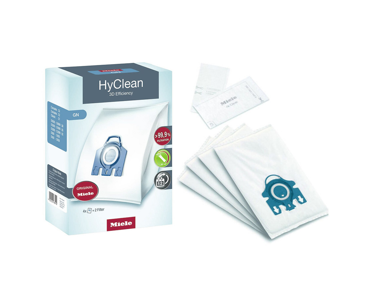 4pc Miele Original Vacuum Cleaner Bags Hyclean Gn Synthetic f/ 5000/8000  Series