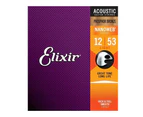 Elixir #16052 Acoustic Nanoweb Phosphor Bronze Guitar String 12-53 Light Gauge