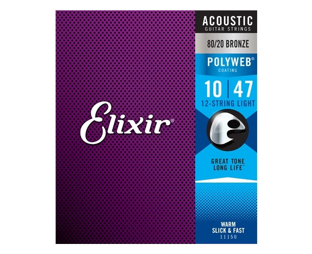 Elixir #11150 Acoustic Guitar Polyweb 12-String 80/20 Bronze 10-47 Light Gauge