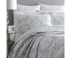 Laura Ashley Venetia King Size Bed Printed Coverlet Set w/ 2x Pillowcase Grey