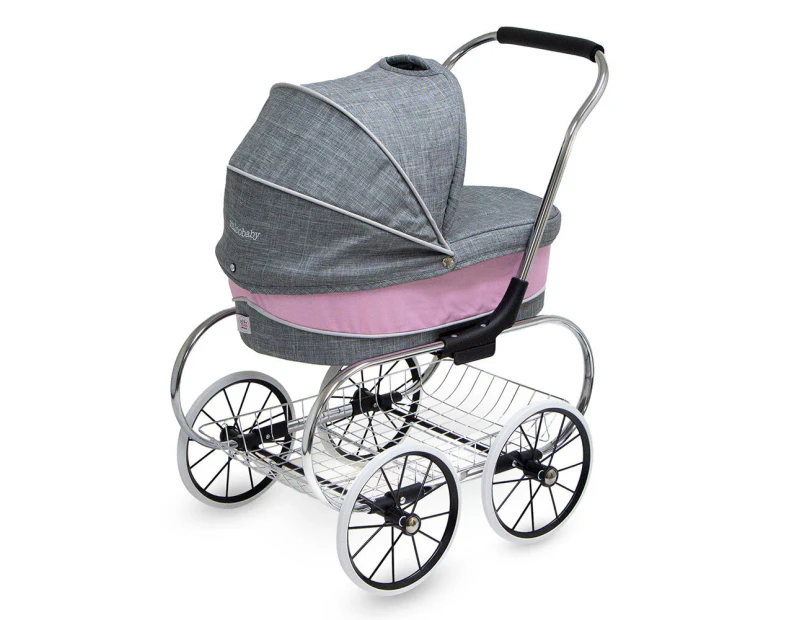 Valco Baby 66cm Just Like Mum Princess Pram/Stroller f/Dolls Pink Grey Marle 3y+