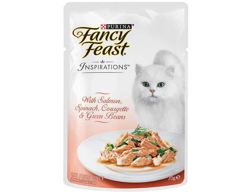 Fancy Feast Inspirations Cat Food Salmon Spinach Corgette & Green Beans 70g x 12