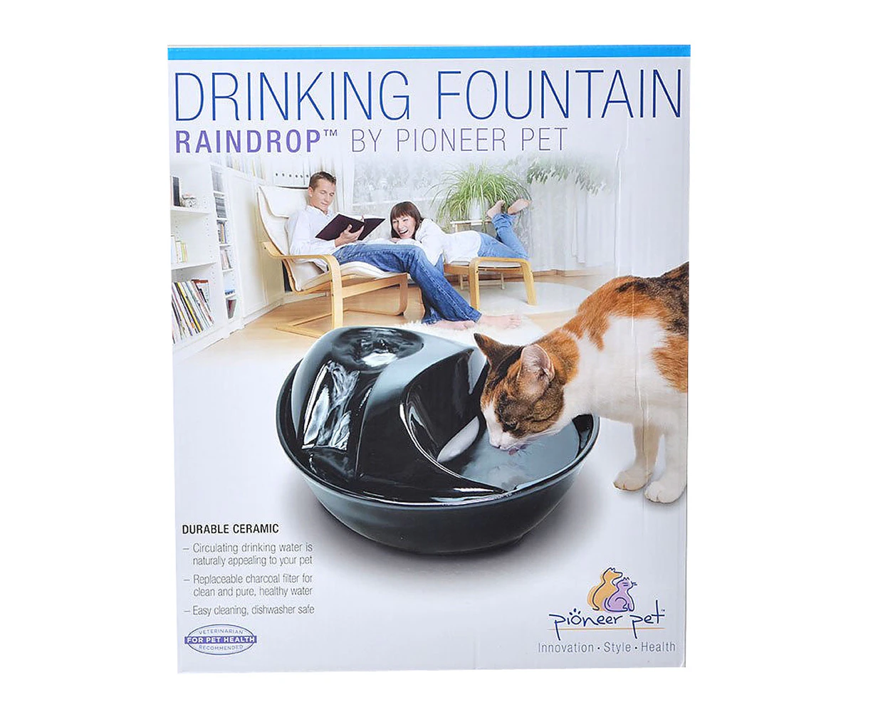 Pioneer Raindrop Ceramic Pet Drinking Fountain 1.7 litre - Black