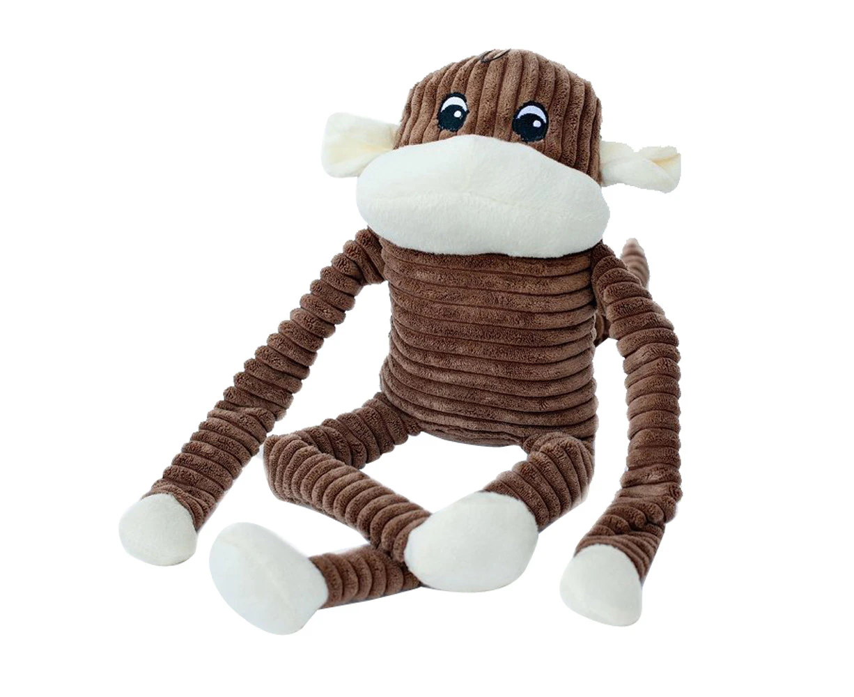 ZippyPaws - Spencer The Crinkle Monkey Dog Toy, Squeaker and Crinkle Plush Toy - Brown, X-Large