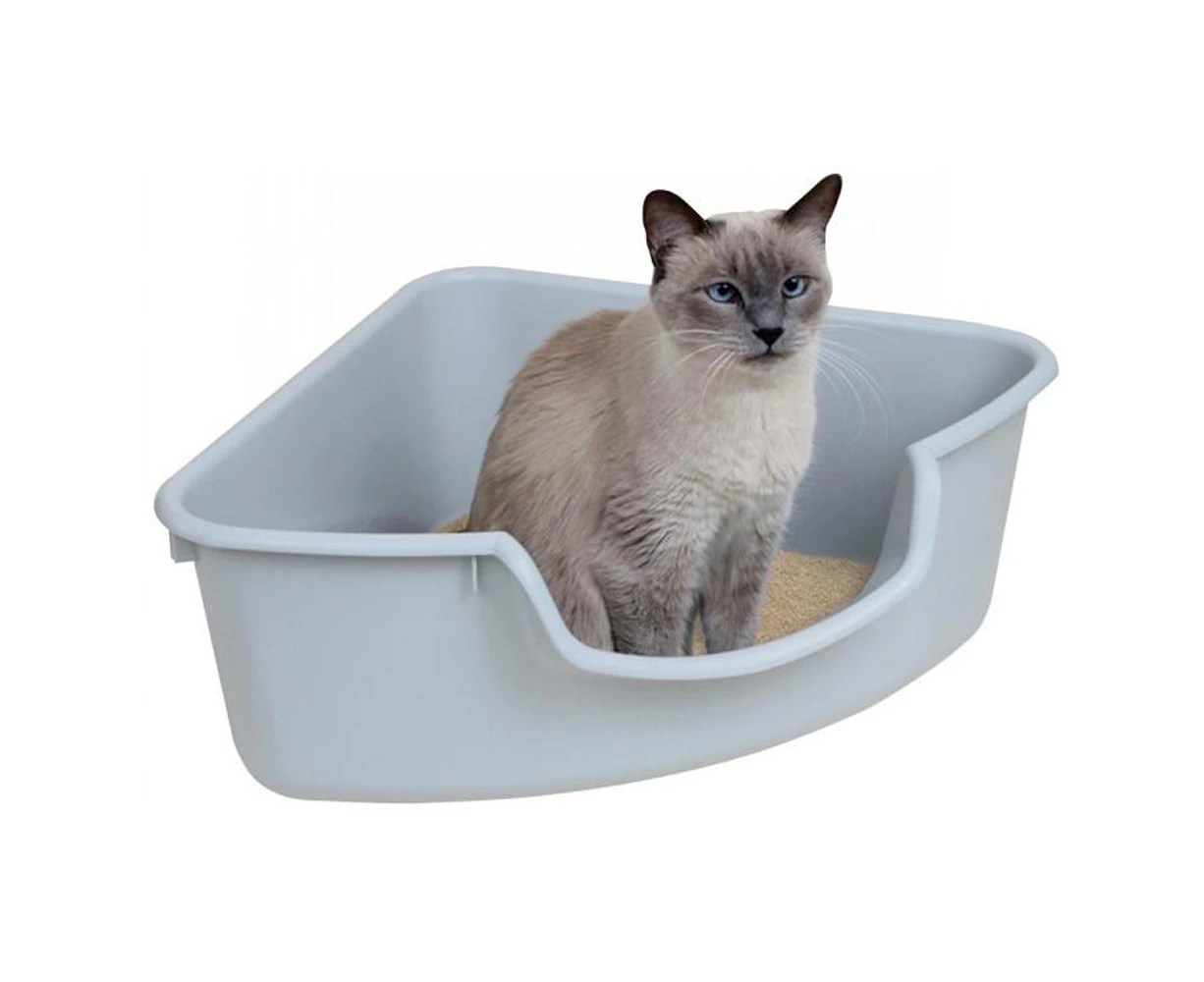 Smartcat Corner Cat Litter Box with Tall SIdes - Gray