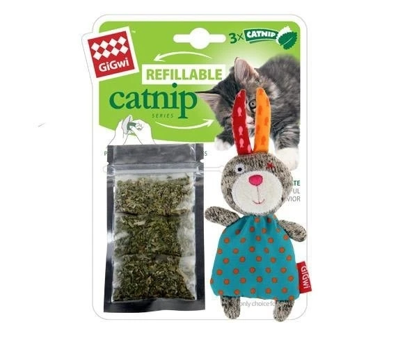 Gigwi Refillable Catnip Multi Teabag Rabbit Cat Toy