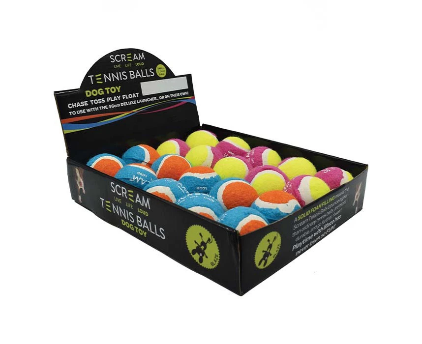 Scream Tennis Ball Chase Toss Play Float Small 5cm 20 Pack