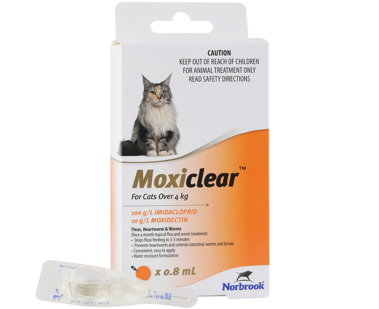 Moxiclear Fleas & Worms Treatment for Cats Over 4kg Orange 3 Pack