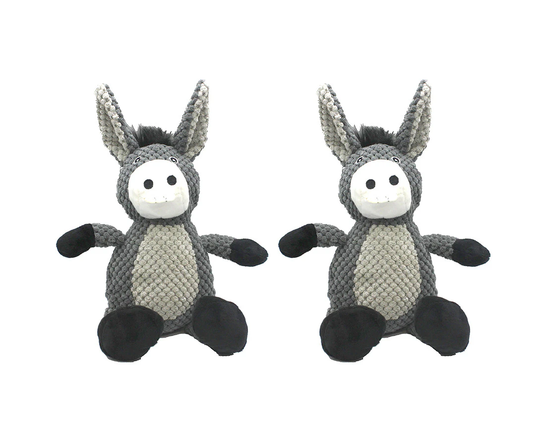 2x Paw Play Interactive Squeaking Soft Donkey Plush Puppy/Dog/Pet/Cat Toy 37cm