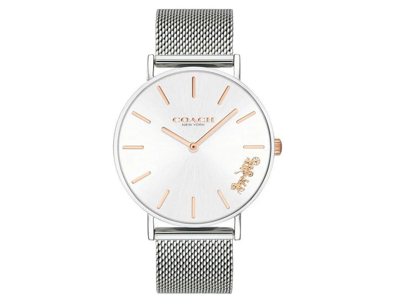 Coach Women's 36mm Mesh Stainless Steel Watch - Silver/White