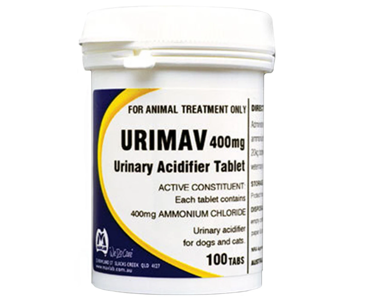 Mavlab Urimav Tabs Animal Urinary Acidifier Tablets 400mg 100 Pack