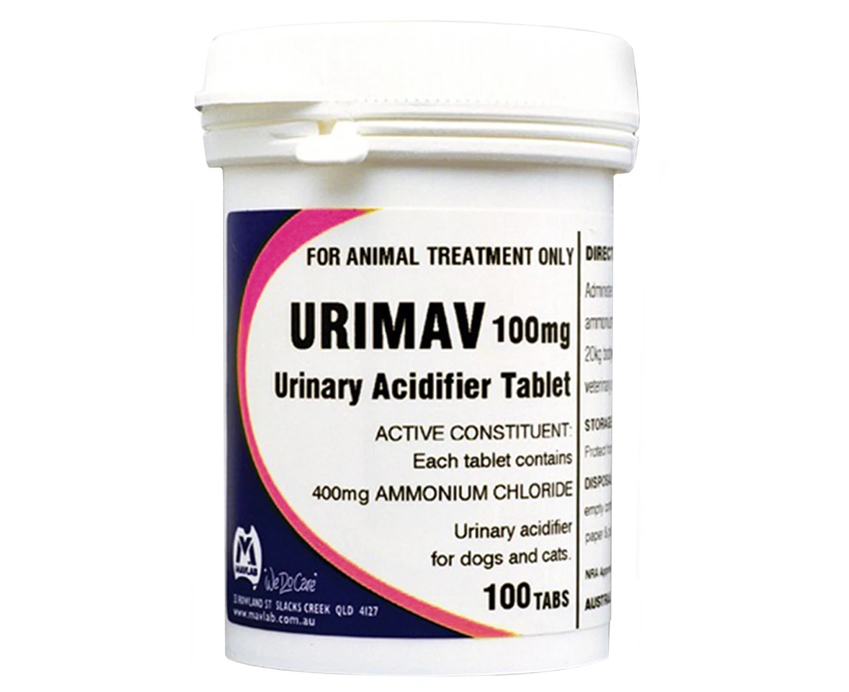 Mavlab Urimav Tabs Animal Urinary Acidifier Tablets 100mg 100 Pack