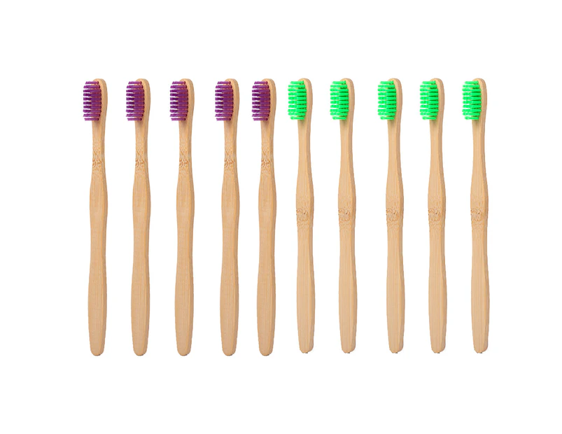 Biodegradable Bamboo Toothbrushes, 10 Piece Soft Bristles Toothbrushes,style 2