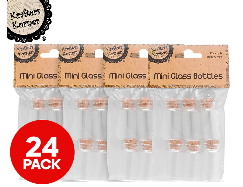 4 x 6pk Krafters Korner Mini Glass Bottles w/ Cork Lids