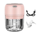 Electric Mini Food Chopper,Electric Garlic Processor,Mini Baby Supplementary Food Blender, Wireless Portable Waterproof USB Charging Food Mixer -Pink