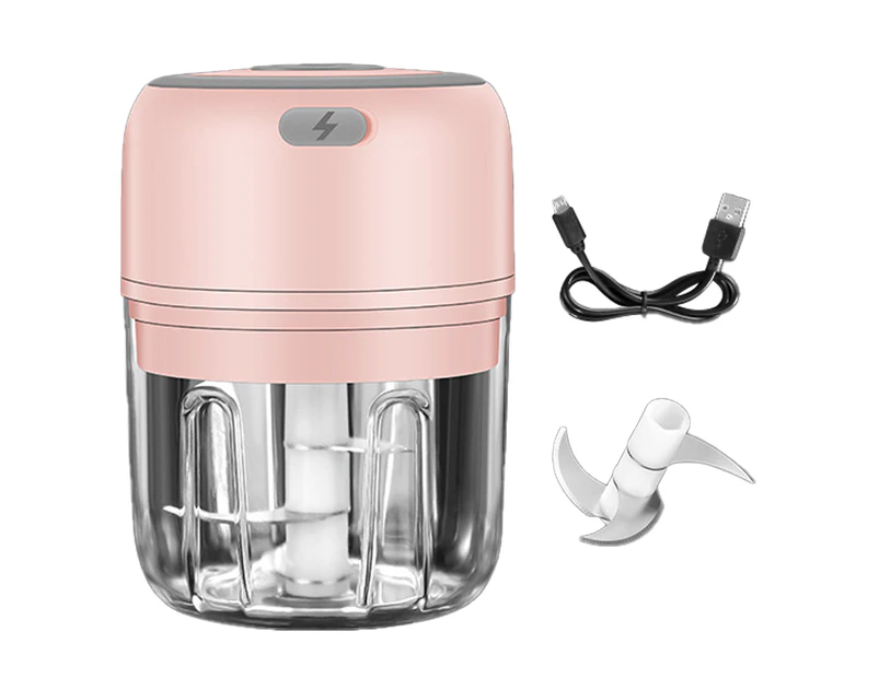 Electric Mini Food Chopper,Electric Garlic Processor,Mini Baby Supplementary Food Blender, Wireless Portable Waterproof USB Charging Food Mixer -Pink