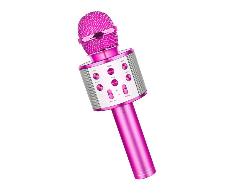 Karaoke Microphone for Kids, Wireless Bluetooth Karaoke Microphone for Singing, Portable Handheld Mic Speaker Machine-Purple