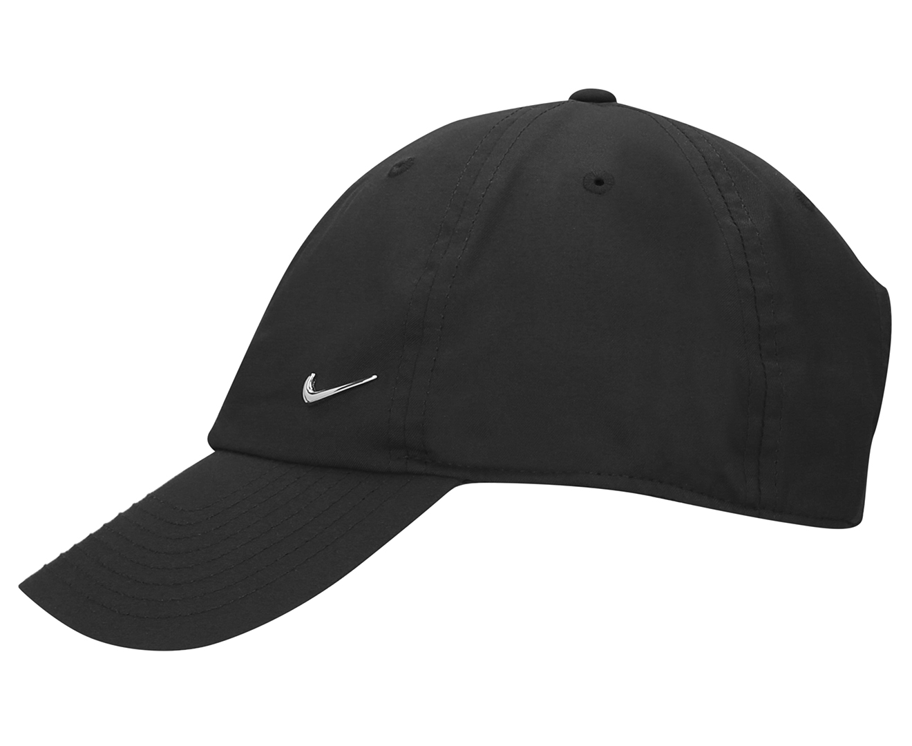 black nike hat with silver tick