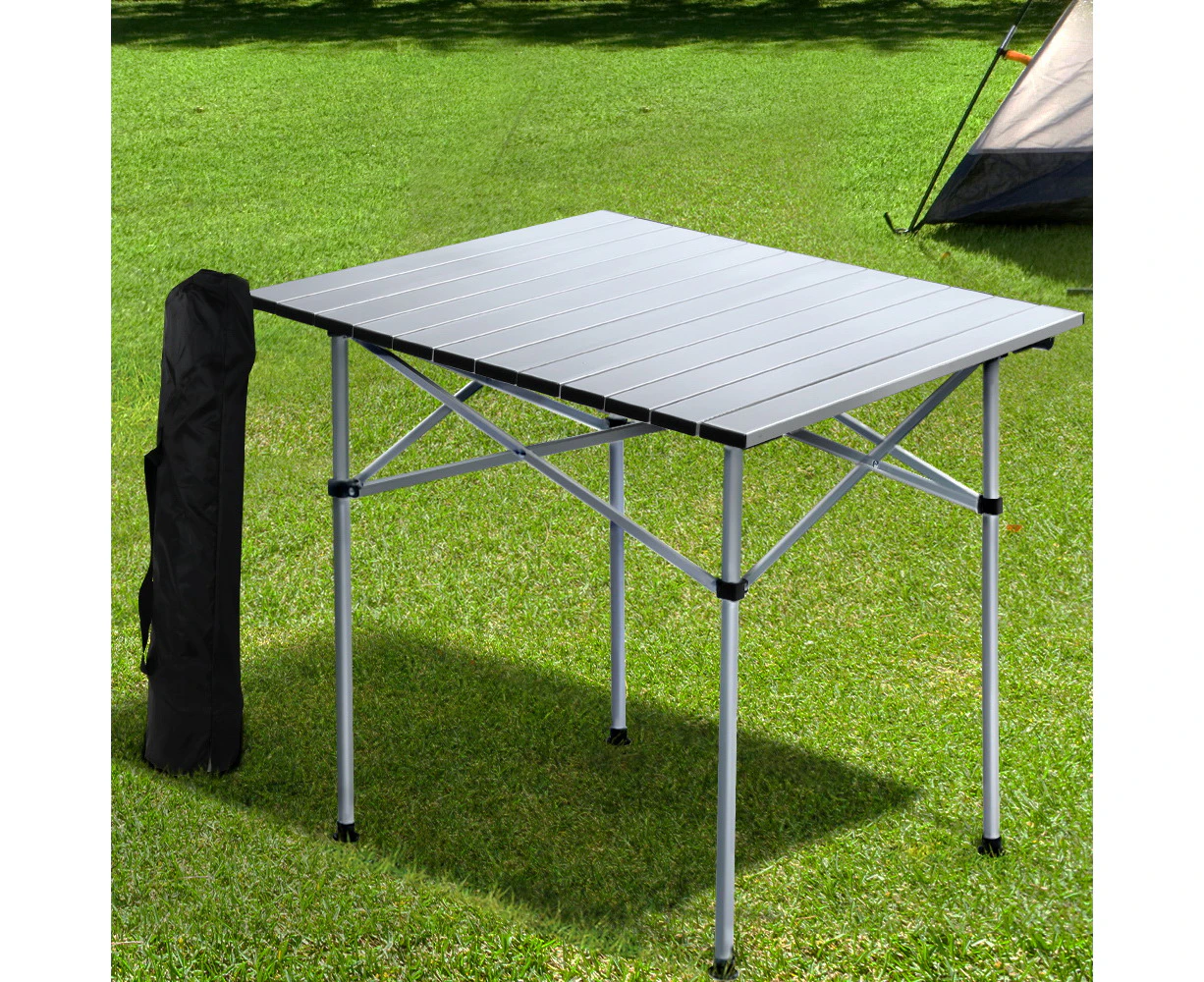 Weisshorn Folding Camping Table 70CM Roll Up Outdoor Picnic BBQ Aluminium Desk