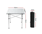 Weisshorn Folding Camping Table 70CM Roll Up Outdoor Picnic BBQ Aluminium Desk