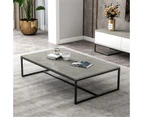 UNHO Large Sintered Stone Marble Table for Living Room 100x60cm - Grey