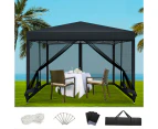 Instahut Gazebo Pop Up Marquee 3x3m Wedding Party Outdoor Camping Tent Canopy Shade Mesh Wall Black