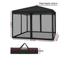 Instahut Gazebo Pop Up Marquee 3x3m Wedding Party Outdoor Camping Tent Canopy Shade Mesh Wall Black