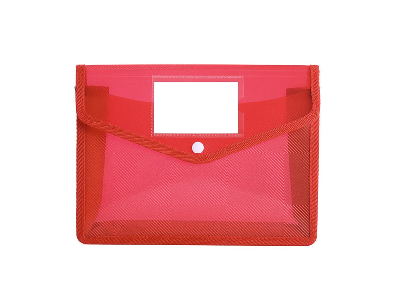 SunnyHouse More Thicken Snap Fastener File Bag PP Practical Waterproof Document Pouch for Home-Red S