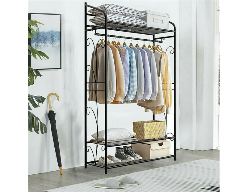 UNHO 3 Tier Metal Clothes Rack Shelf Garment Organiser Entryway Open Wardrobe