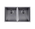 770x450x215mm Gunmetal Black Double Bowls Handmade Stainless Steel Sink Laundry Kitchen Sink Top/Flush/Under Mounted