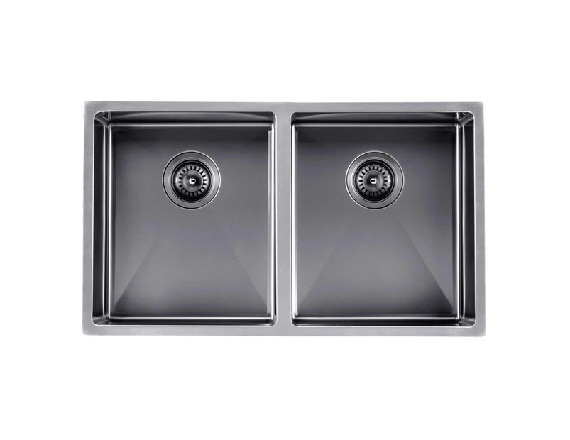770x450x215mm Gunmetal Black Double Bowls Handmade Stainless Steel Sink Laundry Kitchen Sink Top/Flush/Under Mounted