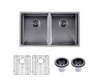 820x457x230mm Gunmetal Black Double Bowls Handmade Stainless Steel Sink Laundry Kitchen Sink Top/Flush/Under Mounted