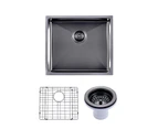 440x440x205mm Gunmetal Black Single Bowl Handmade Stainless Steel Sink Laundry Kitchen Sink Top/Flush/Under Mounted