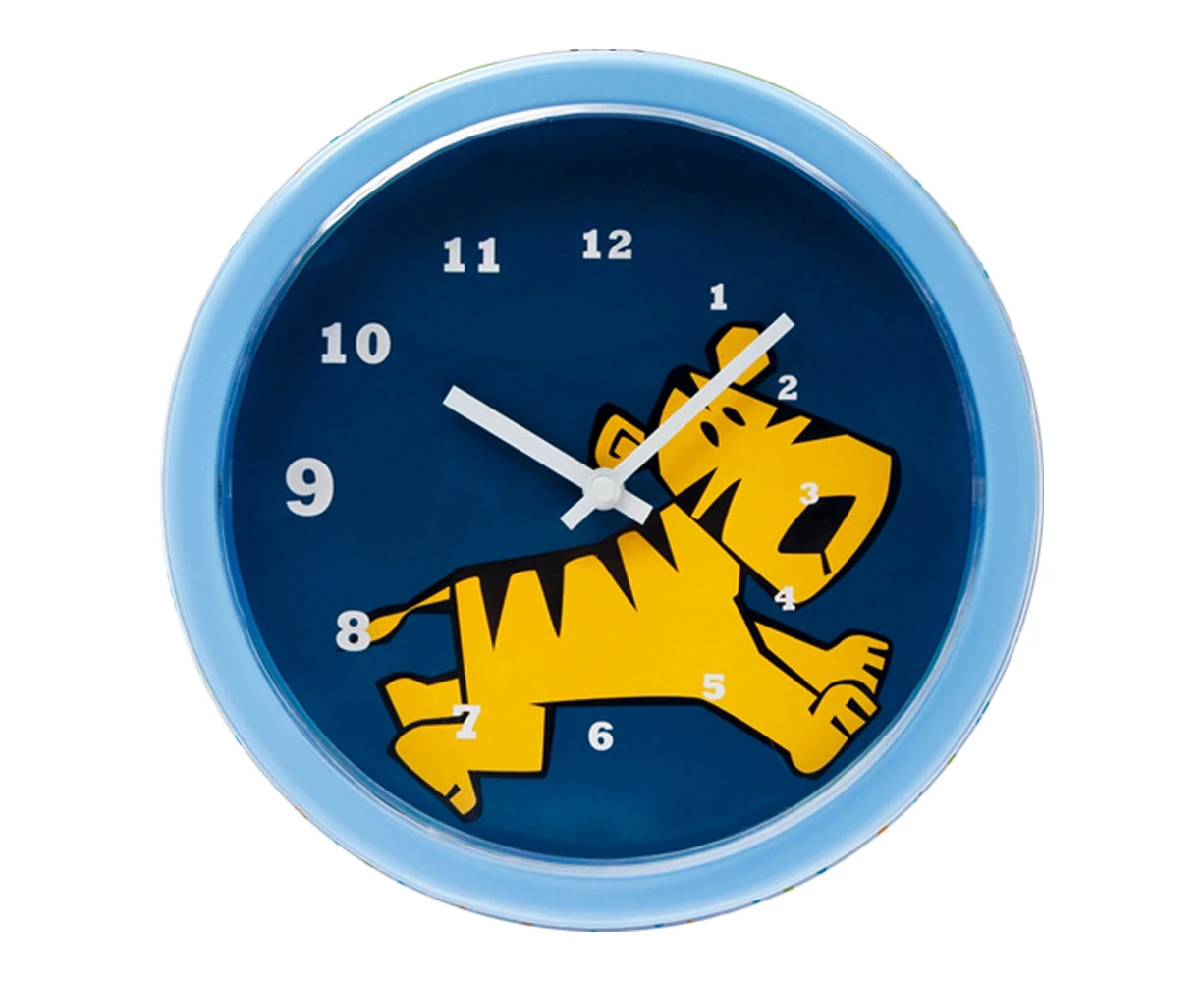 Tik Tok Childrens/Kids Wall Bedroom Round Analog Hanging Tiger Clock Décor 25cm